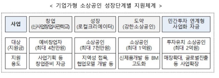 기업가형 소상공인 성장단계별 지원체계.(제공=중소벤처기업부)