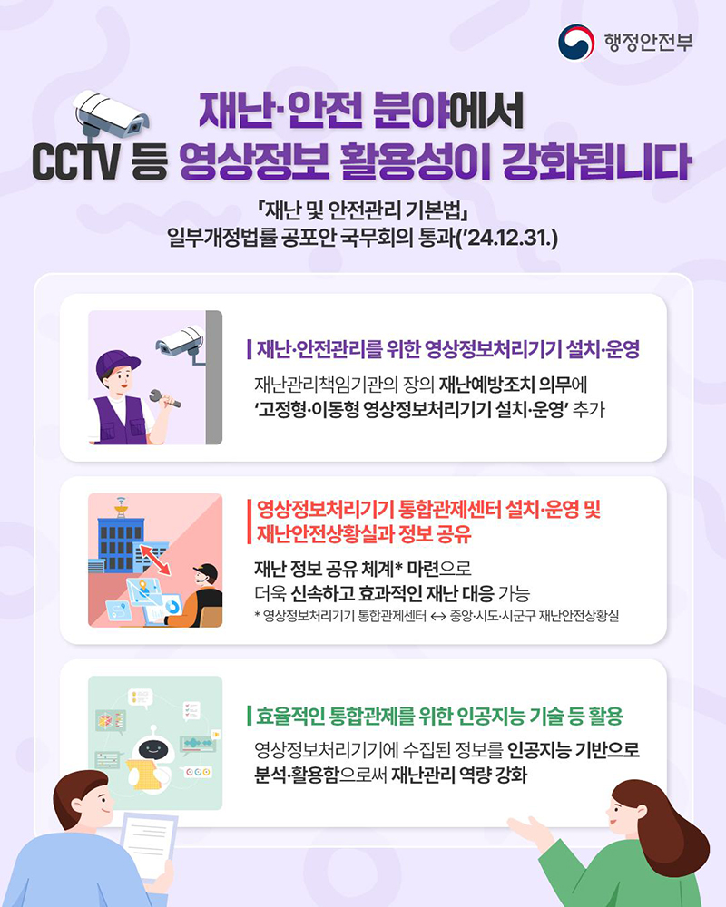 재난·안전 분야에서 CCTV 등 영상정보 활용성이 강화됩니다 하단내용 참조