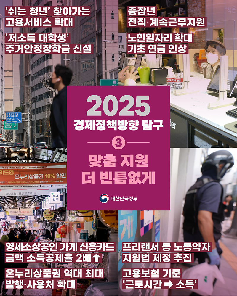 2025 경제정책방향 탐구 ③ 맞춤 지원 더 빈틈없게 하단내용 참조