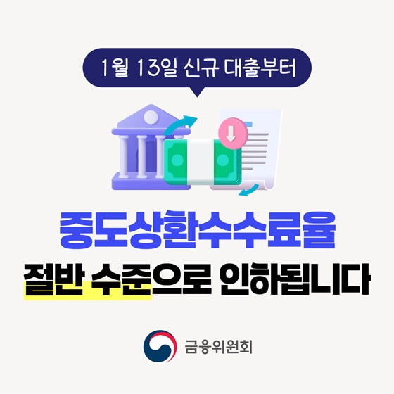 중도상환수수료율 절반 수준으로 인하