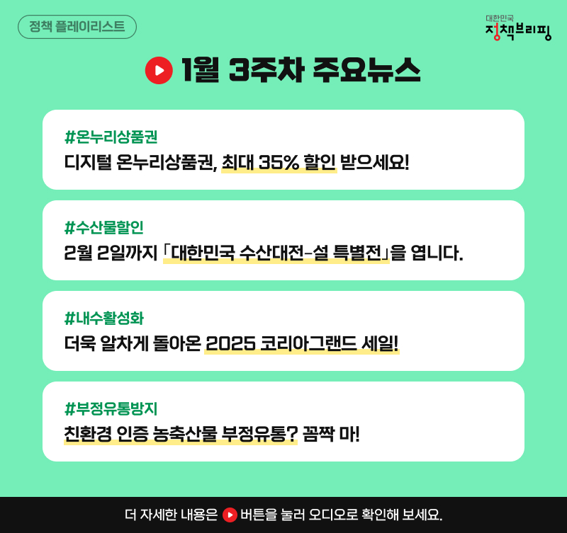 [정책 플레이리스트] 2025 설 명절 알뜰 소비 돕는 정책