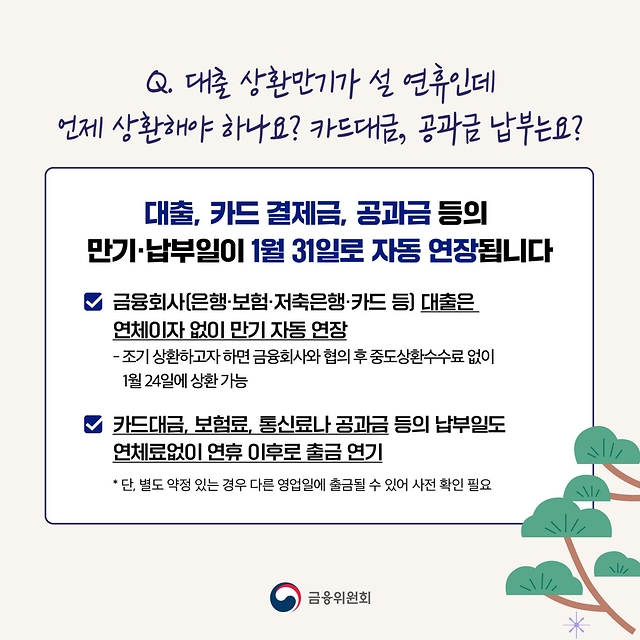 설 연휴기간 금융 이용 Q&A