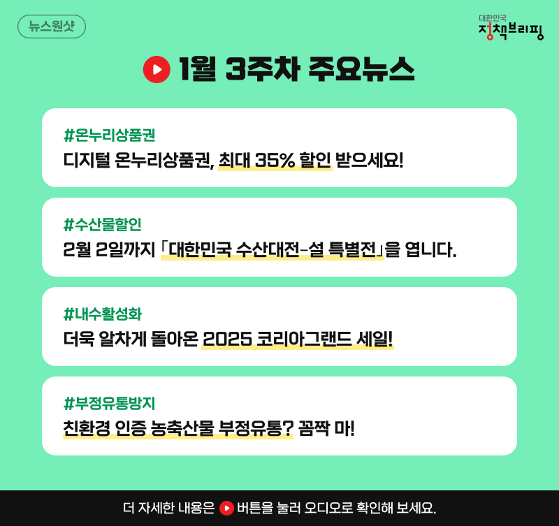 [뉴스원샷] 2025 설 명절 알뜰 소비 돕는 정책