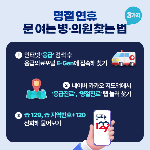 명절 연휴 문 여는 병의원 찾는법