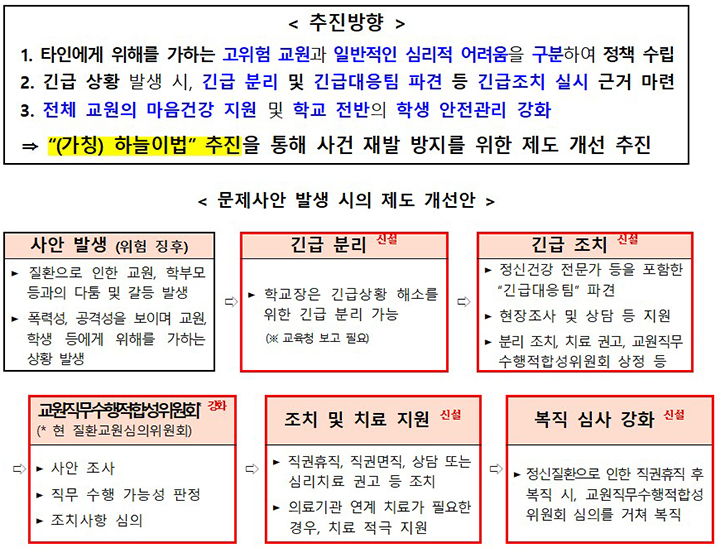 '(가칭) 하늘이법' 추진방향  (자세한 내용은 본문에 설명 있음)