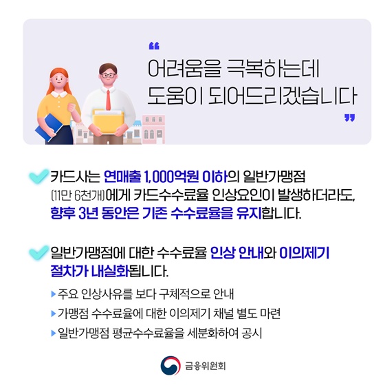 영세·중소가맹점 신용·체크카드 수수료율 인하