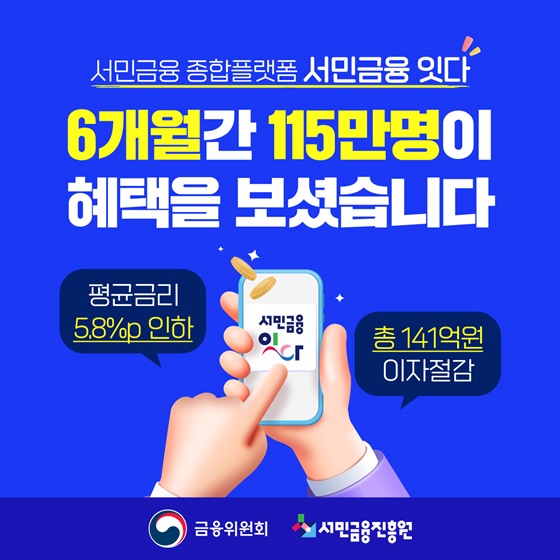 서민금융 잇다 6개월간 115만명 혜택