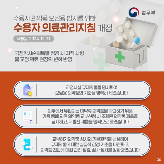 2025년부터 이렇게 달라집니다! ④ 수용자 의료관리지침 편