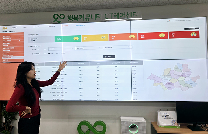 한국전력공사 협약기관(행복커뮤니티 ICT 케어 관제센터)에서 전국 1인 가구의 전력·통신 사용량 등을 모니터링하고 있다. (사진=한국전력공사 제공)
