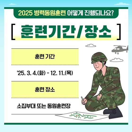 2025년 3월 4일부터 병력동원훈련이 시작됩니다!