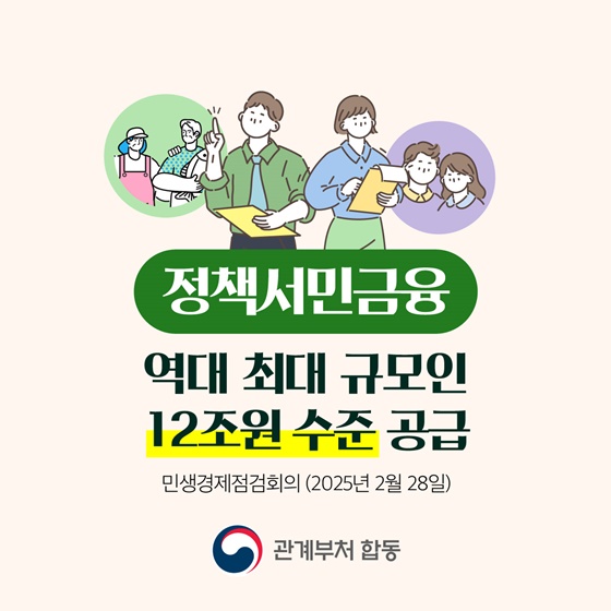 정책서민금융, 역대 최대 규모인 12조 원 수준 공급