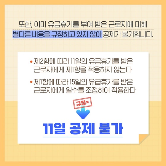 일한 지 1년 넘었어요! 휴가 15일 주실 거죠?