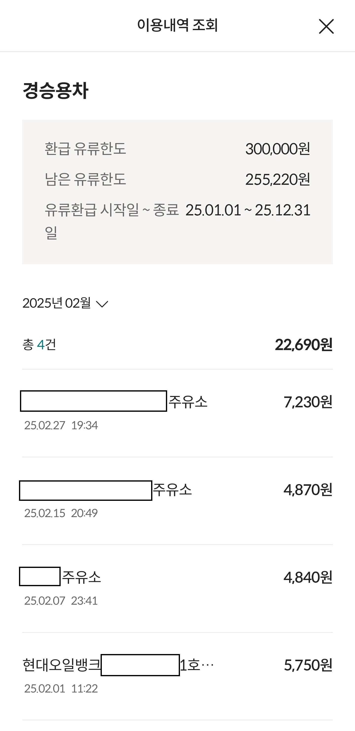 경차 유류세 환급 현황 캡처본 (제공 = 롯데카드)