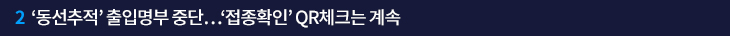 2. ‘동선추적’ 출입명부 중단…‘접종확인’ QR체크는 계속