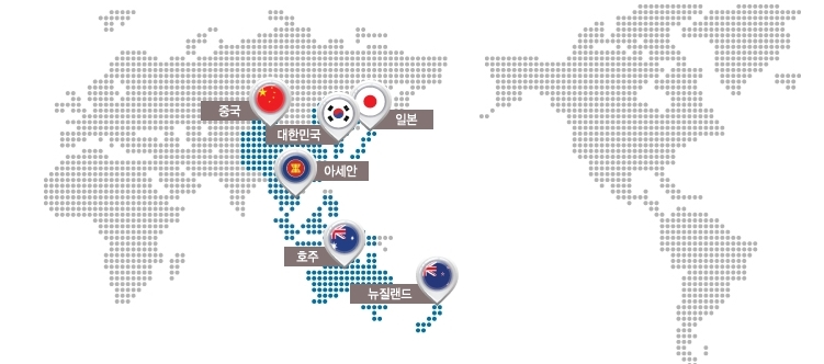 중국 대한민국 일본 아세안 호주 뉴질랜드