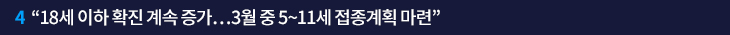 4. “18세 이하 확진 계속 증가…3월 중 5~11세 접종계획 마련”