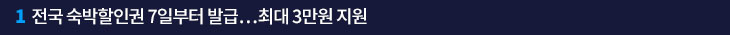 1. 전국 숙박할인권 7일부터 발급…최대 3만원 지원