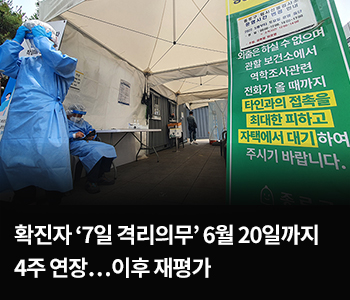 확진자 ‘7일 격리의무’ 6월 20일까지 4주 연장…이후 재평가