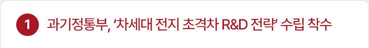 1. 과기정통부, ‘차세대 전지 초격차 R&D 전략’ 수립 착수