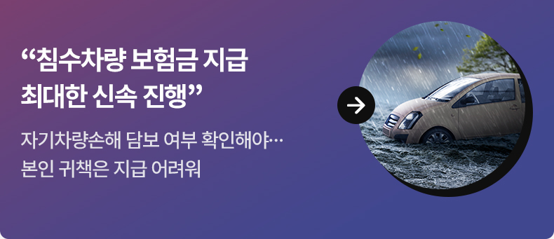 “침수차량 보험금 지급 최대한 신속 진행” - 자기차량손해 담보 여부 확인해야…본인 귀책은 지급 어려워