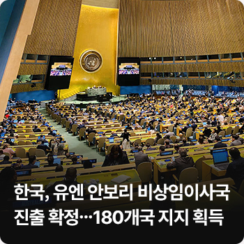 한국, 유엔 안보리 비상임이사국 진출 확정…180개국 지지 획득