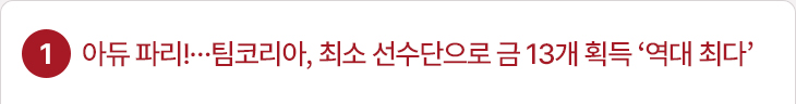 1. 아듀 파리!…팀코리아, 최소 선수단으로 금 13개 획득 ‘역대 최다’