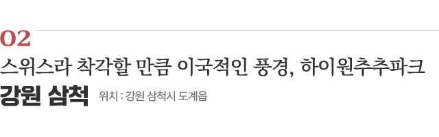 02 스위스라 착각할 만큼 이국적인 풍경, 하이원추추파크 / 위치 : 강원 삼척시 도계읍 / 자세히보기