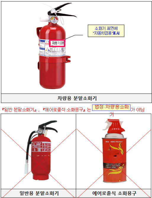 자동차에 설치하는 법정 소화기