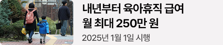 내년부터 육아휴직 급여 월 최대 250만 원 2025년 1월 1일 시행