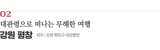 02 대관령으로 떠나는 무해한 여행 / 위치 : 강원 평창군 대관령면 / 자세히보기